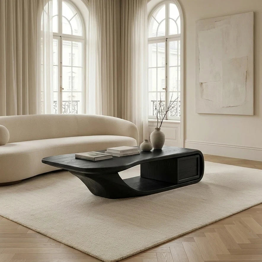 Modern Sculptural Coffee Table With Curved Design For Home Office