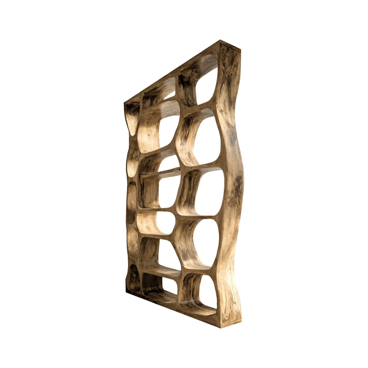 Auralis Sculpted Solid Wood Divider Bookshelf