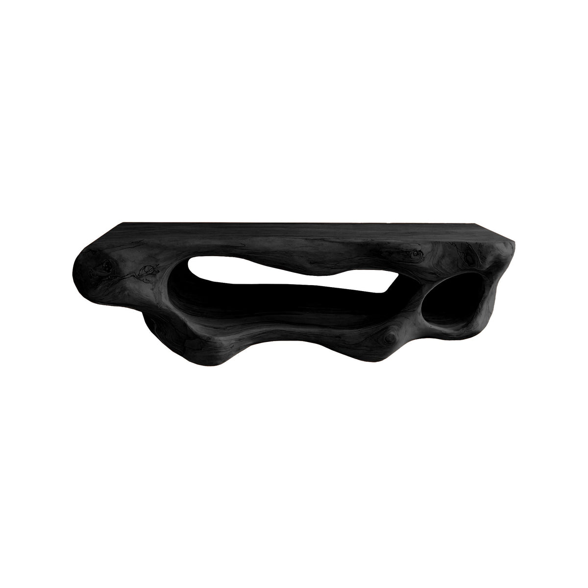 Corva Sculpted Solid Wood Floating Bathroom Vanity With Open Storage