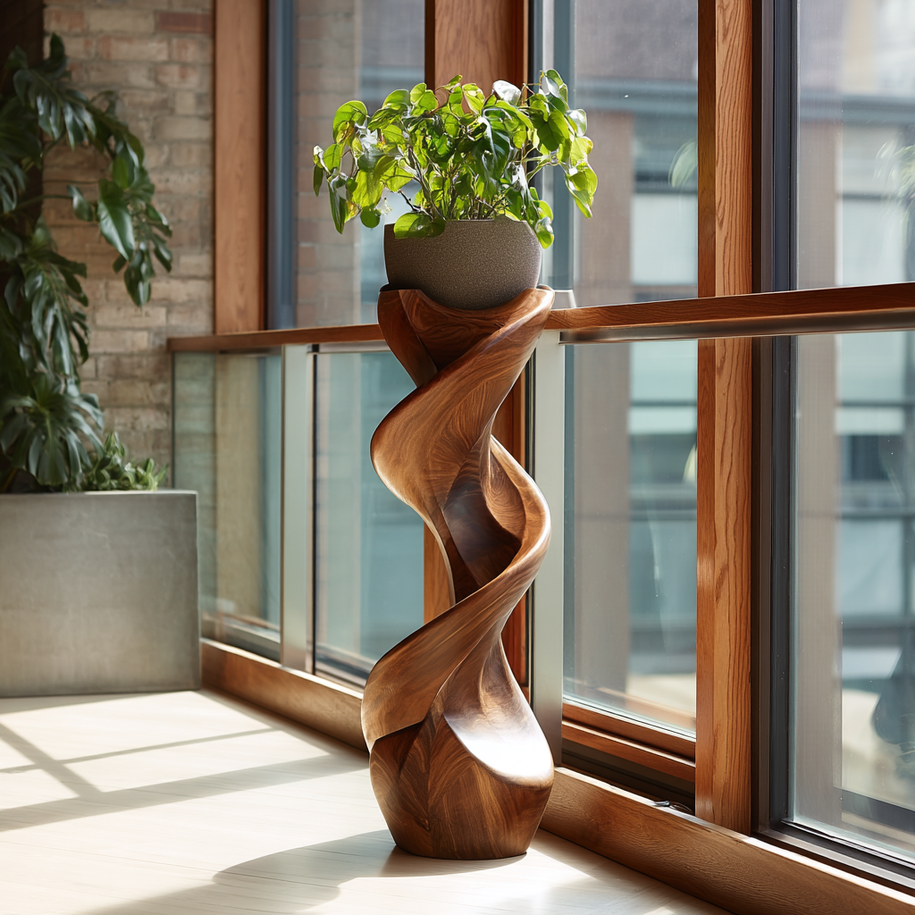 Sylvaris Sculpted Solid Wood Pedestal Stand